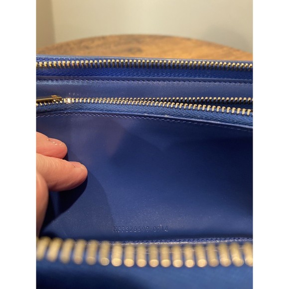 Saint Laurent Rive Gauche Leather Zip Around Wallet Blue - Picture 8 of 16